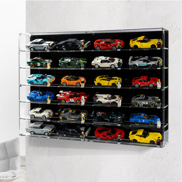 Wall mounted display case for 24x LEGO® Speed Champions Cars (6x4)