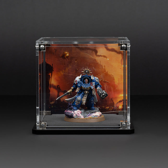 Display Case for Warhammer Miniature with Endless War Background