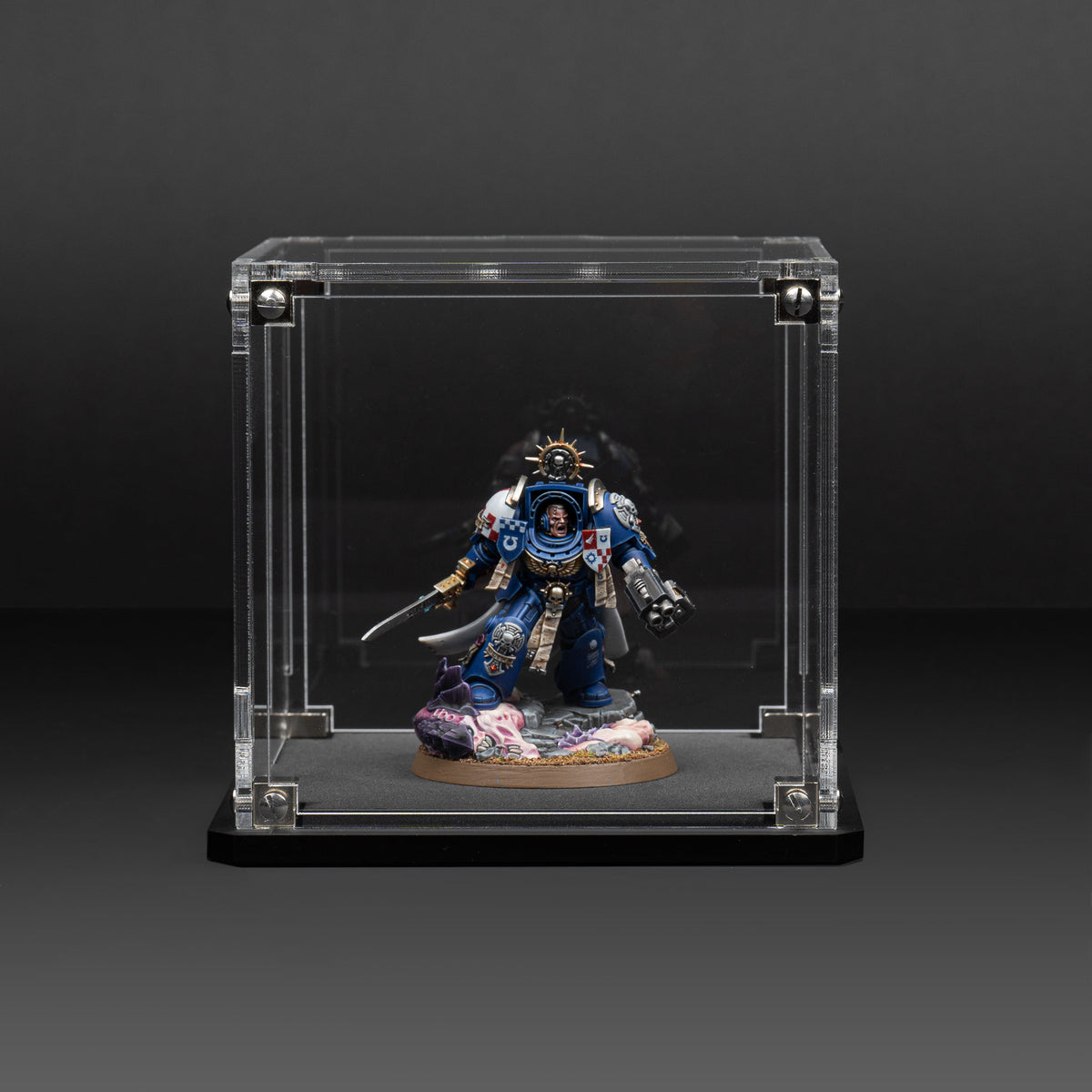 60mm Clear Flying Base With 2 Tall Stems For Warhammer 40K & Age Of Sigmar Miniatures (Space Marines)