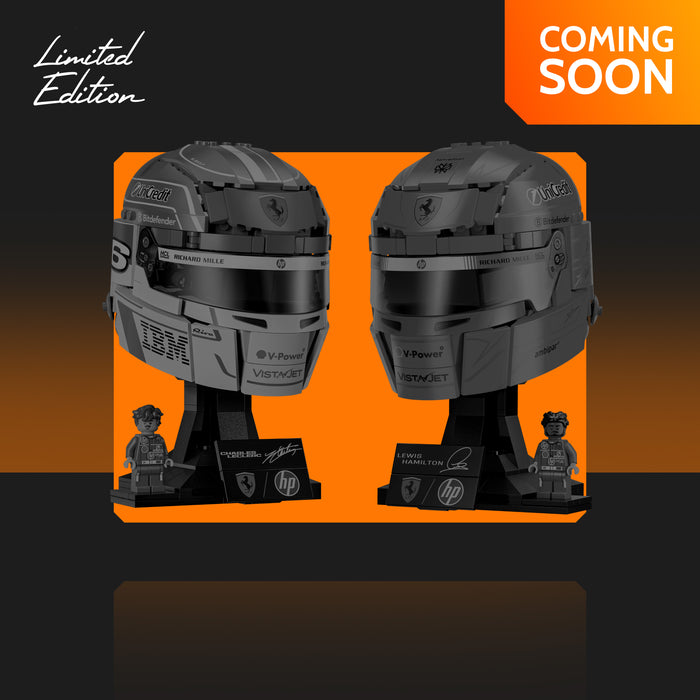 Limited Edition Display Case for LEGO® Editions: Scuderia Ferrari HP Lewis Hamilton (43022) & Charles Leclerc Helmets (43014)