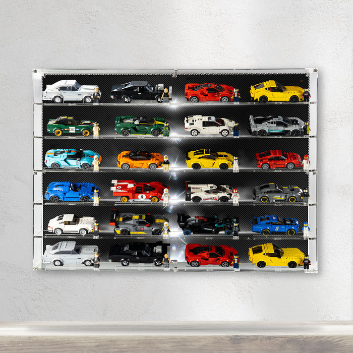 Premium Printed Display Wall mounted Display Case for 24x LEGO® Speed Champions Cars (6x4)