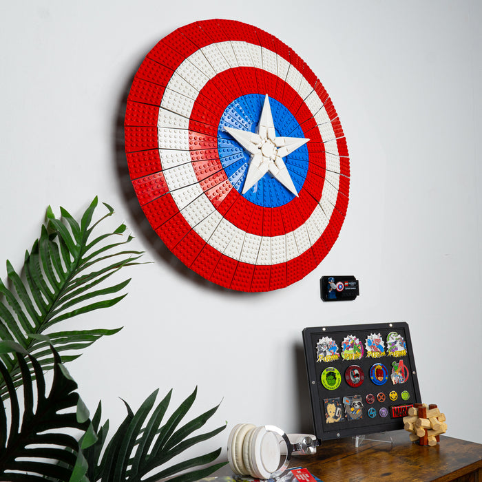 Wall mounted display stand for LEGO® Marvel Captain America's Shield (76262)