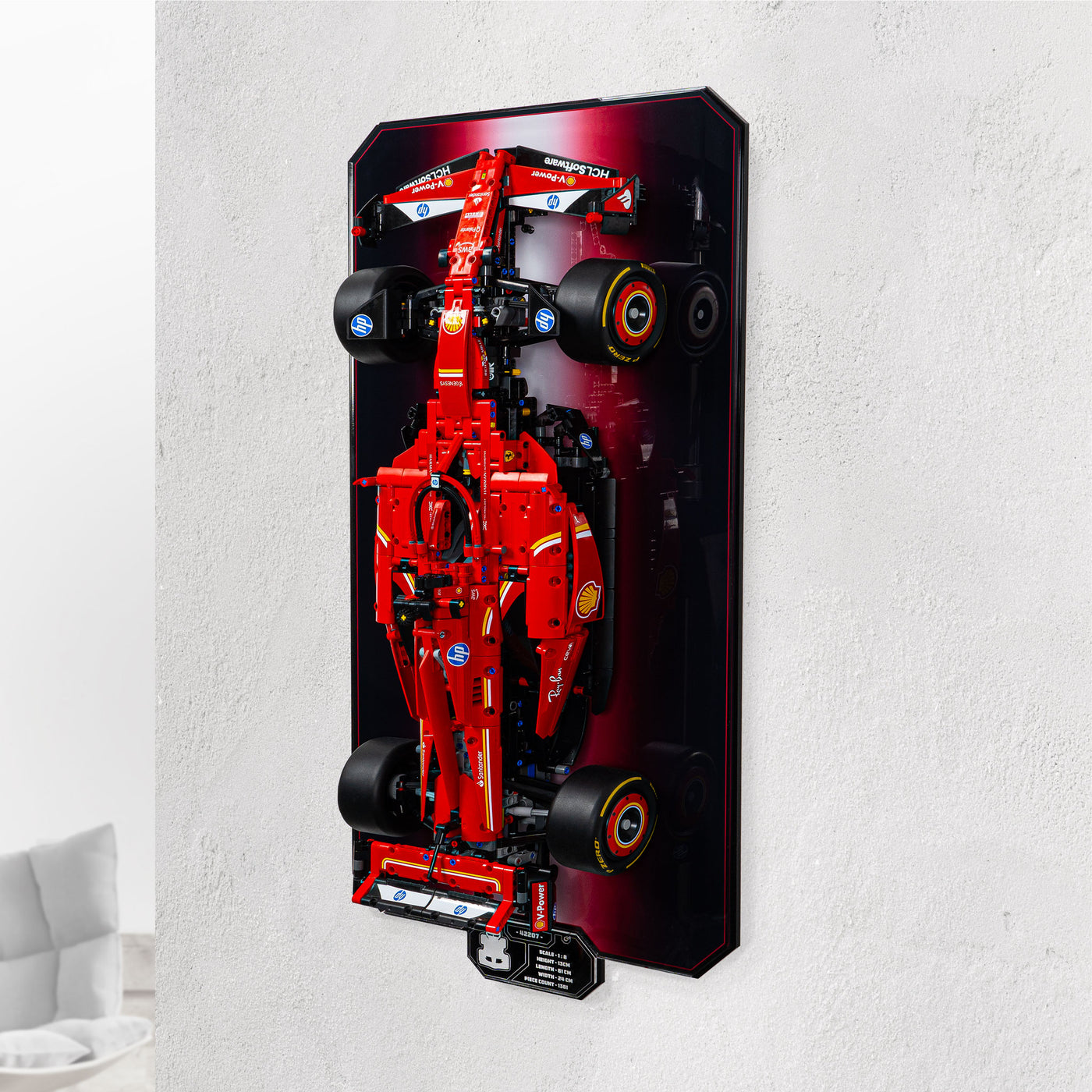 Wall Mounted Display Stand For LEGO Technic Ferrari SF 24 F1 Car 42207 wall-mounted-display-stand-for-lego-technic-ferrari-sf-24-f1-car-42207