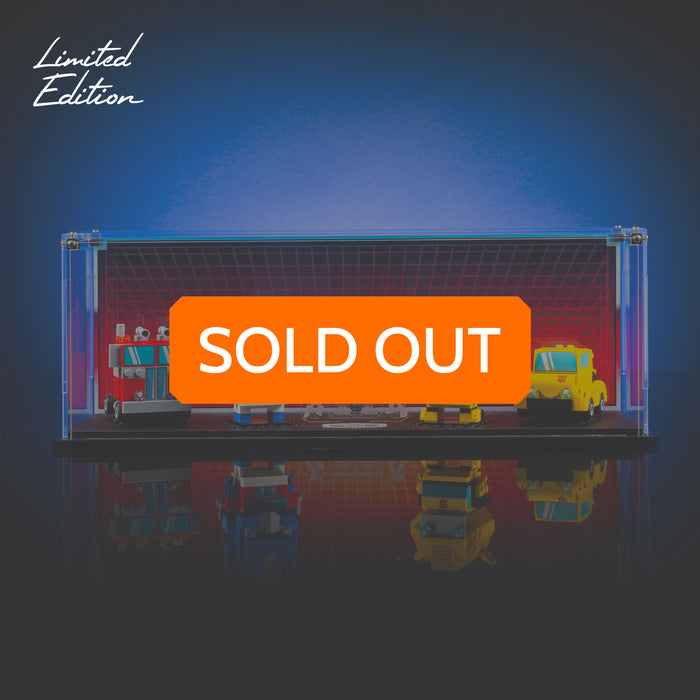 Limited Edition Duo Display Case for LEGO® BrickHeadz Optimus Prime Robot & Vehicle (40803) & Bumblebee Robot & Vehicle (40804)