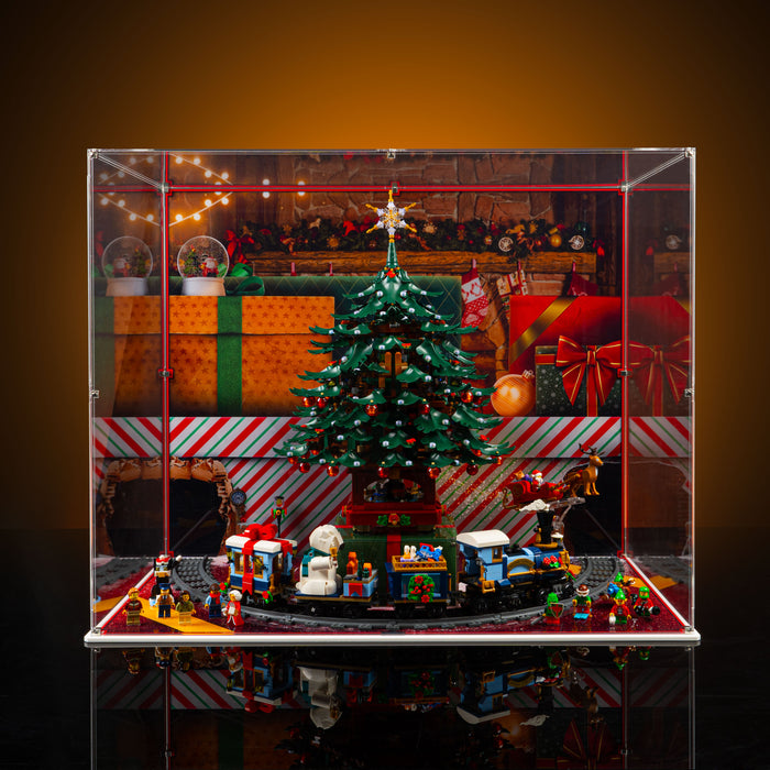 Limited Edition Display Case for LEGO® Family Christmas Tree Decoration (41843) & Holiday Express Train (10361)