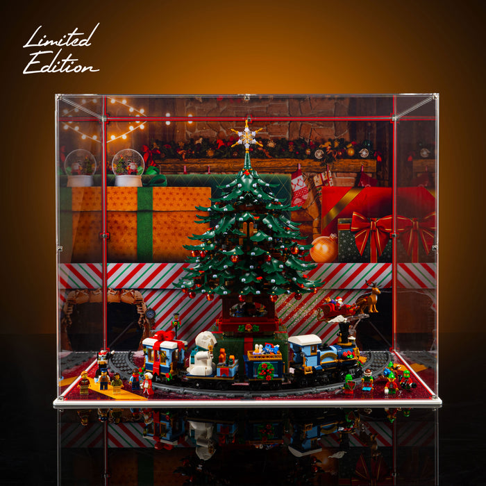 Limited Edition Display Case for LEGO® Family Christmas Tree Decoration (41843) & Holiday Express Train (10361)