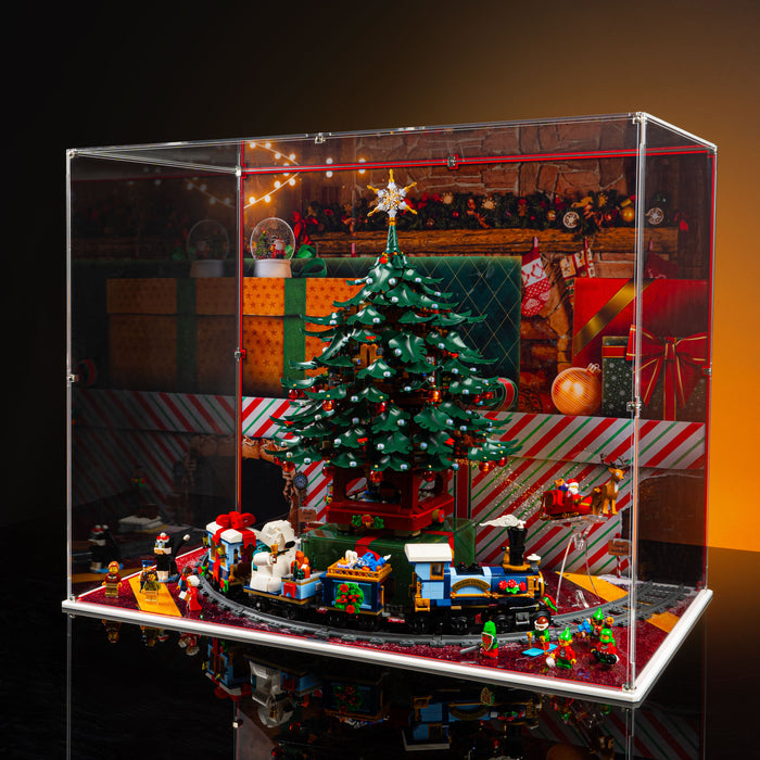 Limited Edition Display Case for LEGO® Family Christmas Tree Decoration (41843) & Holiday Express Train (10361)