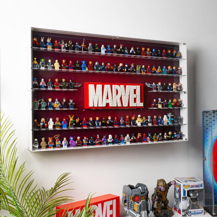 Wall Mounted Display Case for LEGO® Marvel: Brick-Built Marvel Logo & 124 Minifigures (76313)