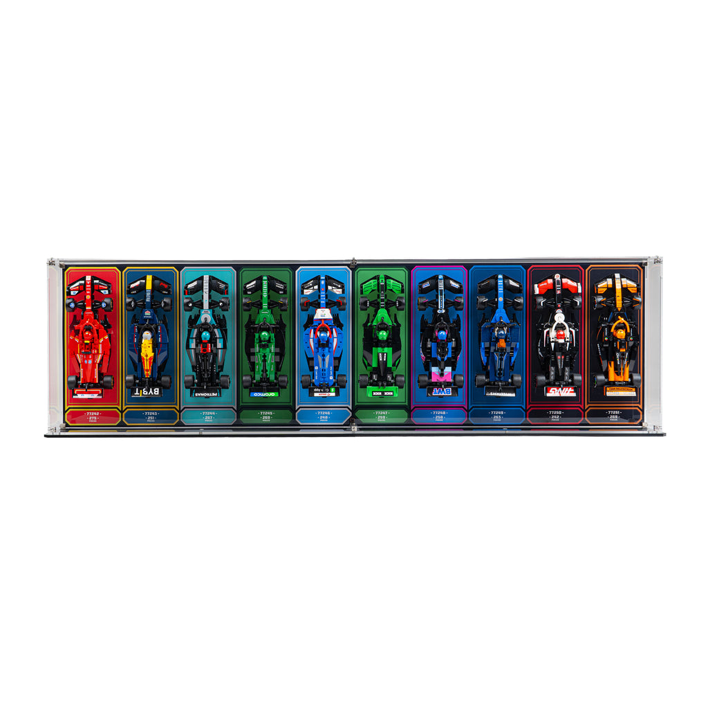 Display Case for 10 x LEGO Speed Champions Formula 1 Range