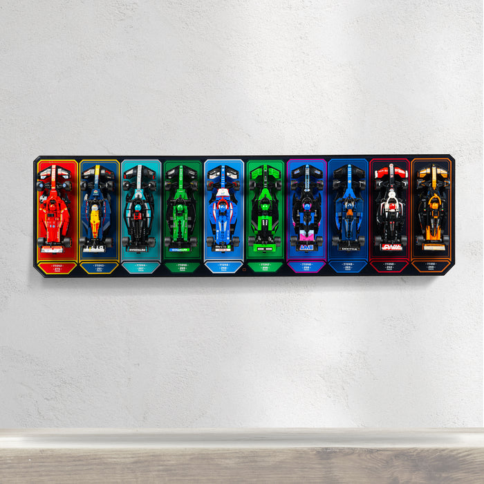 Wall Mountable Display Stand for 10 x LEGO® Speed Champions: Formula 1 Range