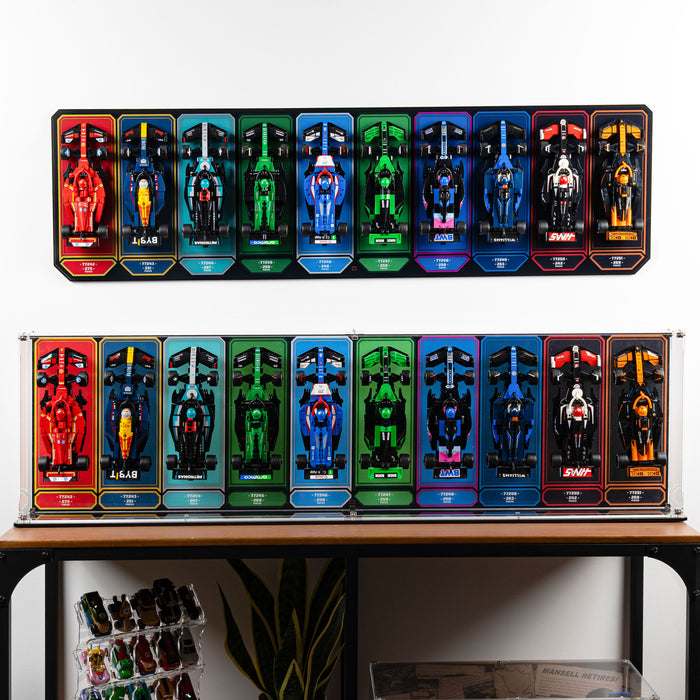 Wall Mountable Display Stand for 10 x LEGO® Speed Champions: Formula 1 Range