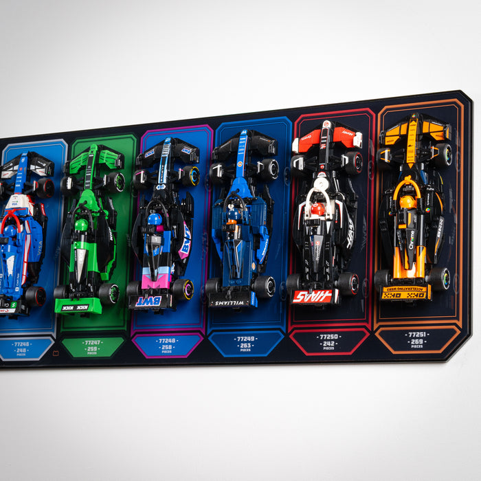 Wall Mountable Display Stand for 10 x LEGO® Speed Champions: Formula 1 Range