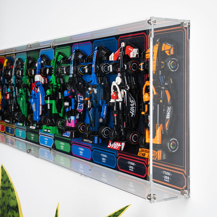 Wall Mountable Display Case for 10 x LEGO® Speed Champions: Formula 1 Range