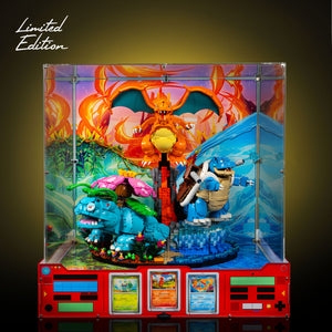 Limited Edition Display Case for LEGO® Pokémon™: Venusaur, Charizard and Blastoise (72153) with Trading Card Display
