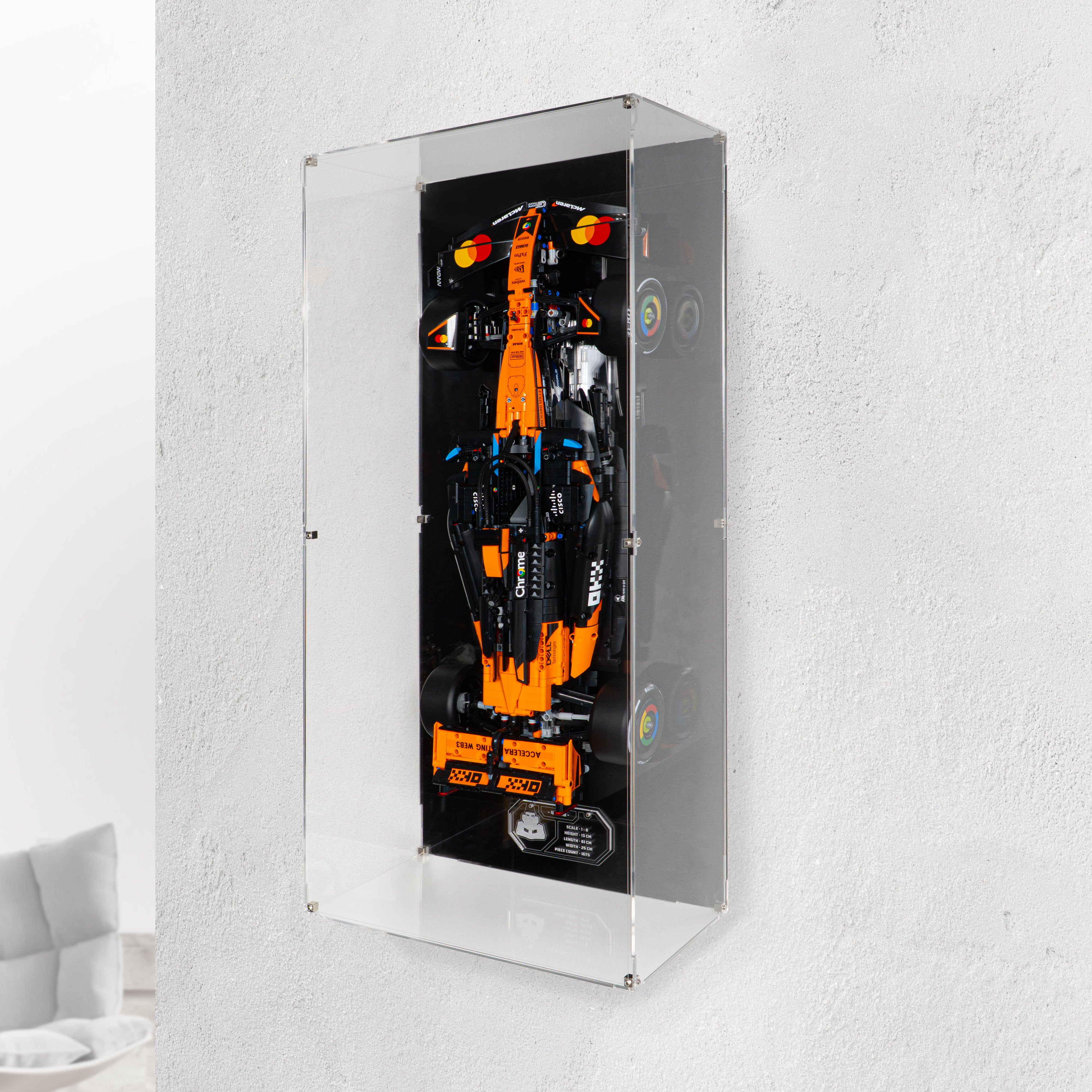 Wall Mounted Display Case for LEGO Technic McLaren MCL39 F1 Car