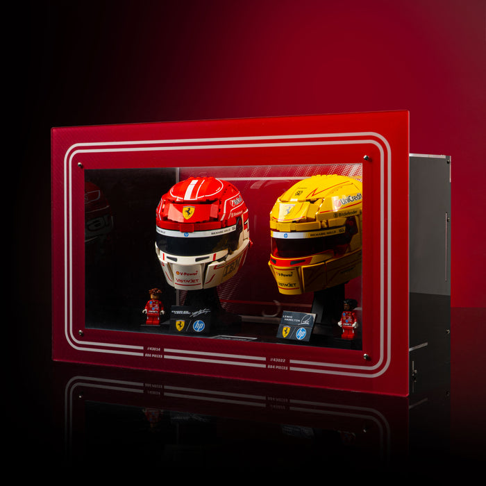 Limited Edition Display Case for LEGO® Editions: Scuderia Ferrari HP Lewis Hamilton (43022) & Charles Leclerc Helmets (43014)