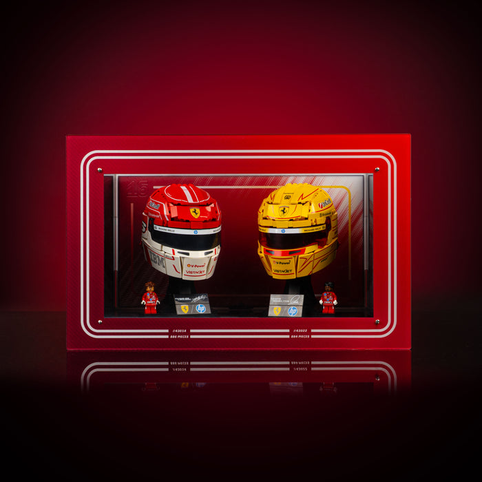 Limited Edition Display Case for LEGO® Editions: Scuderia Ferrari HP Lewis Hamilton (43022) & Charles Leclerc Helmets (43014)