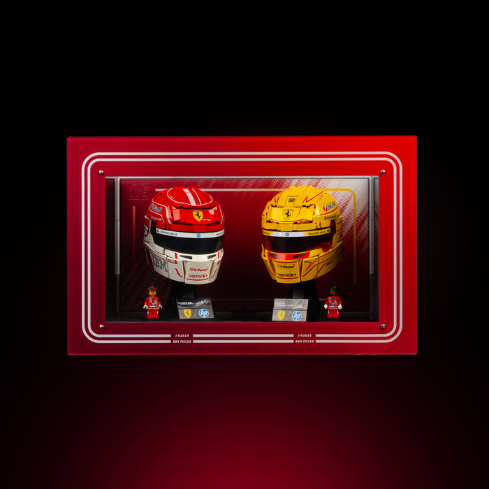 Limited Edition Display Case for LEGO® Editions: Scuderia Ferrari HP Lewis Hamilton (43022) & Charles Leclerc Helmets (43014)