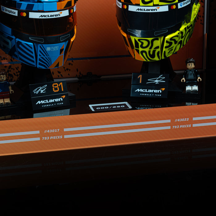 Limited Edition 2-in-1 Display Case for LEGO® Editions McLaren Mastercard F1® Team Lando Norris (43023) & Oscar Piastri Helmets (43017)