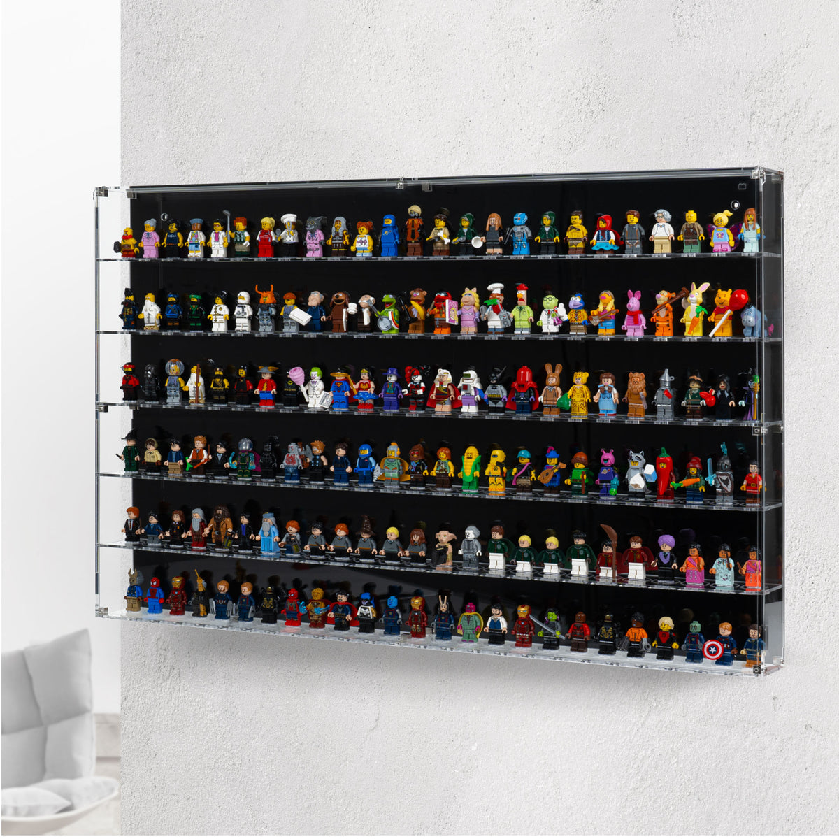 Wall Mounted Tiered Display Cases for LEGO Minifigures — Wicked Brick