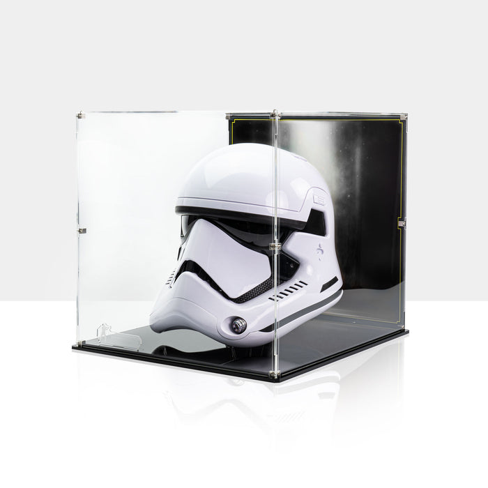 display case for motorcycle helmet Display Case for Star Wars Black Series First Order Stormtrooper Helmet | Premium Dust-Free Protection | Themed Background