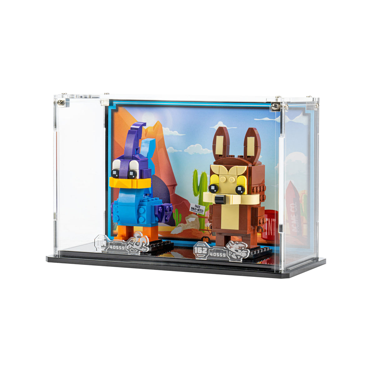 Display Case for LEGO Brickheadz Road Runner & Wile. E. Coyote