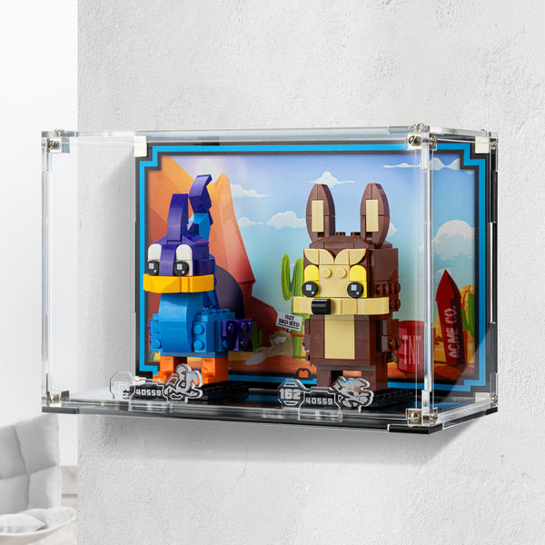 Display Case for LEGO Brickheadz Road Runner & Wile. E. Coyote