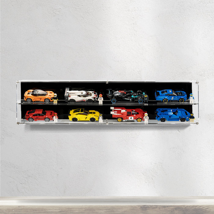 Wall Mounted Display Case for 8x LEGO® Speed Champions Cars (2x4)