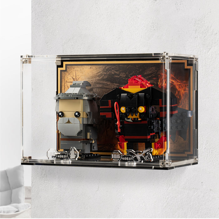 Wall mounted display case for LEGO® Brickheadz: Gandalf the Grey™ & Balrog™ (40631)